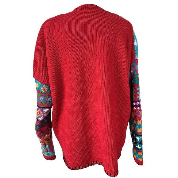 Vintage Rainbow Multicolor Knit Sweater 80s 90s Funky Grandma 3D Size XL - Picture 6 of 10